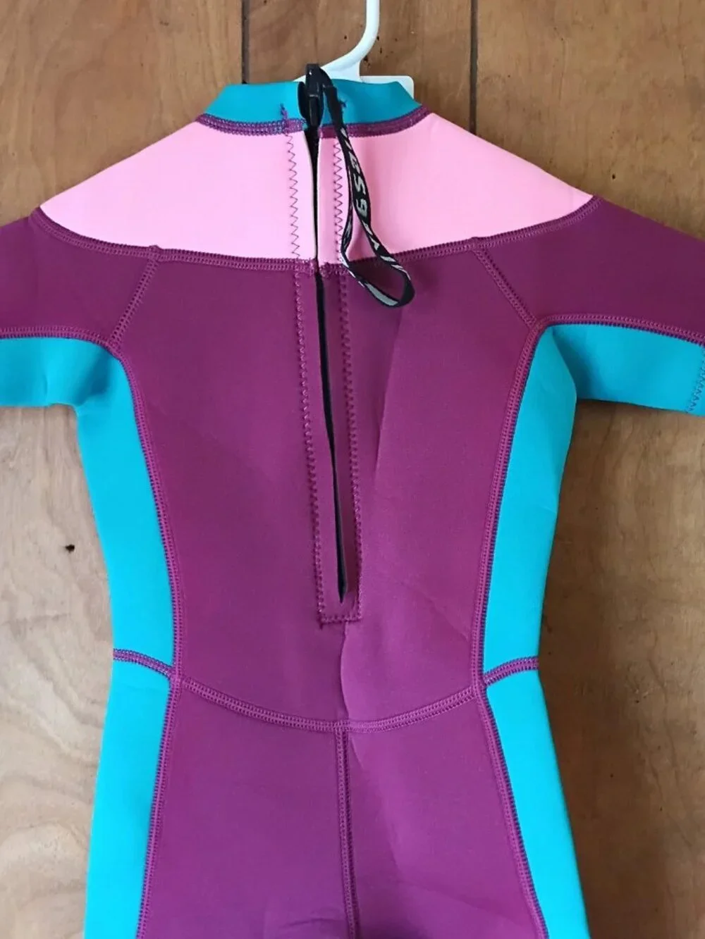 Kids Shorty Wetsuit Size M Purple Pink Blue Colorblock Short Sleeve NWT